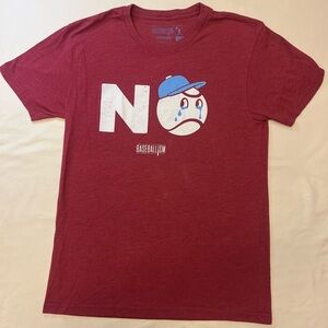 Baseballism Red No Crying Baseball Graphic T-Shirt Men Small
